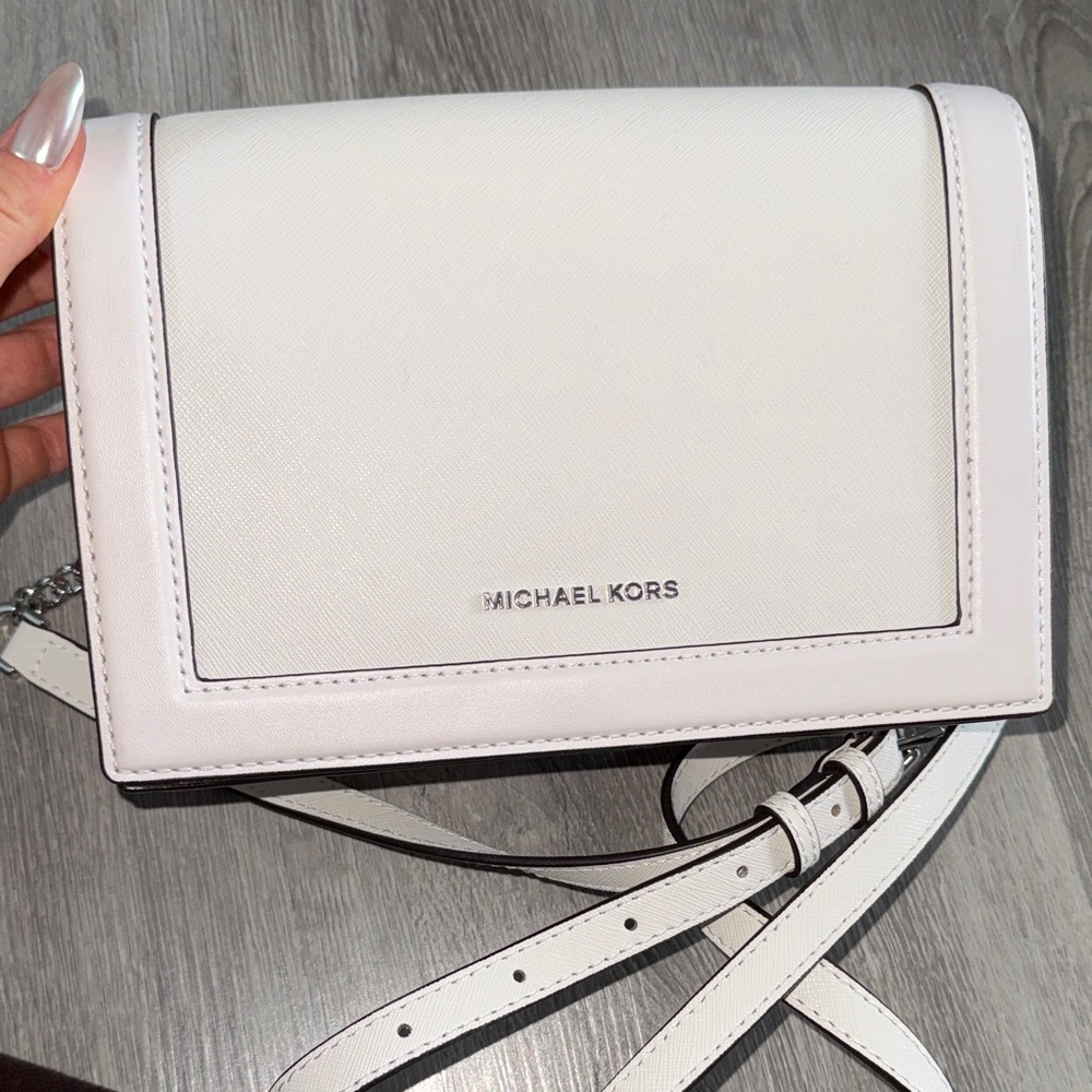 Michael Kors off white  Crossbody Bag with Silver Logo